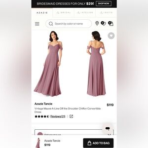 Azazie Tancie Mauve Off-Shoulder Maxi Dress